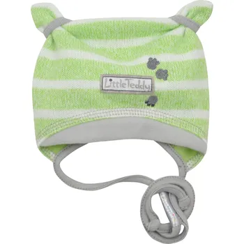 Kojenecká čepice zelená svetrovinová čepička s oušky