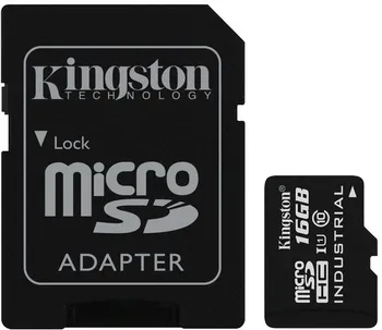 Paměťová karta Kingston Industrial microSDHC 16 GB Class 10 UHS-I U1 + SD adaptér (SDCIT/16GB)
