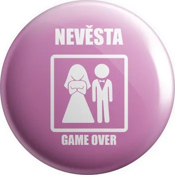 Placka GAME OVER - nevěsta (Růžová)