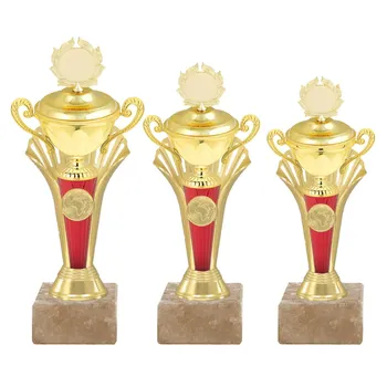 Poháry.com Sportovní poháry S003 Rosso s víkem 3 ks