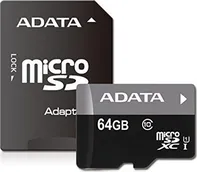 paměťová karta Adata Premier microSDXC 64 GB Class 10 UHS-I U1+ SD adaptér (AUSDX64GUICL10-RA1)