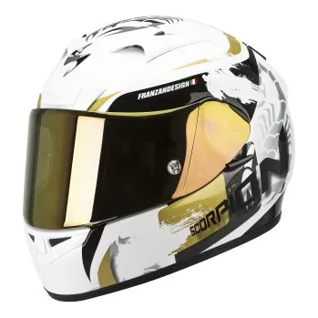 Helma na motorku Scorpion EXO-710 Air Cerberus bílá/zlatá