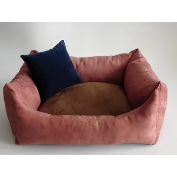 Pelíšek pro psa DELUXE Pelíšek pro psa - losos / hnědá - káva s mlékem / granát - tmavý