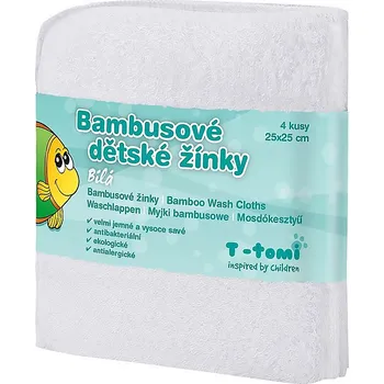T-Tomi Bambusové dětské žínky bílé 4 ks