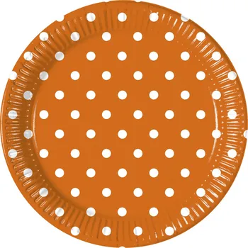 Party nádobí Oranžové talířky puntík 8 ks, 23 cm