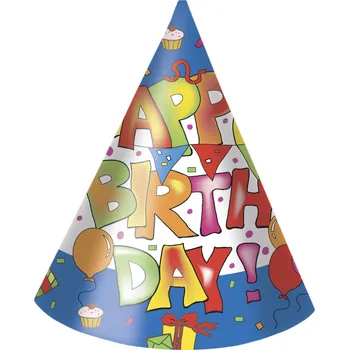 Party dekorace HAPPY BIRTHDAY party čepičky modré 6 ks