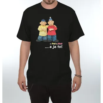 Tričko s potiskem Pat a Mat - Gesto - černá