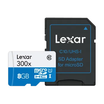 Paměťová karta Lexar microSDHC 300x 8 GB Class 10 + SD adaptér