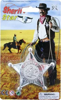 Karnevalový doplněk Rappa Hvězda šerifská stříbrná 8 cm