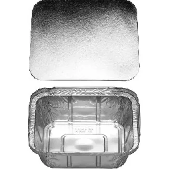 Jednorázové nádobí Hliníková miska / vanička ALU zapékací hranatá 470 ml s víčkem (5 ks)