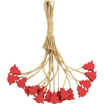 Vánoce Svazek stromečků k zavěšení (Červené stromky - dřevo)