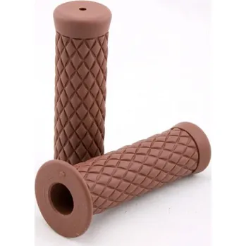 grip Retro gripy na motorku "Diamond" hnědé, 25,4 mm / 12.5 cm (café racer, bobber, scrambler)