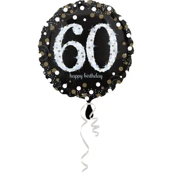 Balónek Fóliový balonek č. 60 - černý, kulatý, 45 cm