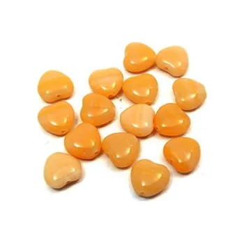 Dětské navlékací korálky Skleněný korálek - srdíčko (15 ks)