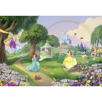 Fototapeta Dětská fototapeta Princezny v zahradě a duha 8-449 Princess Rainbow Disney / Obrazové tapety a fototapety na zeď Komar (368 x 254 cm)