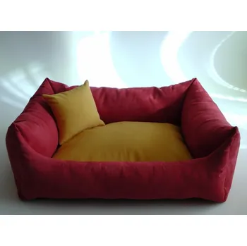 Pelíšek pro psa DELUXE Pelíšek pro psa - bordo / žlutá - medová / žlutá - medová