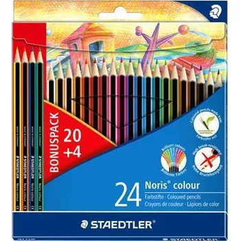 Pastelka STAEDTLER Barevné pastelky Noris Colour, 20+4 mix barev, šestihranné, STAEDTLER 17853