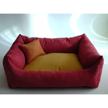 Pelíšek pro psa DELUXE Pelíšek pro psa - bordo / žlutá - medová / oranžová