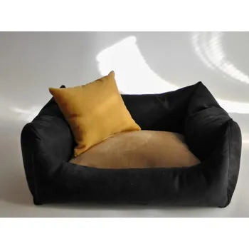 Pelíšek pro psa DELUXE Pelíšek pro psa - grafit / cappuccino / žlutá - medová