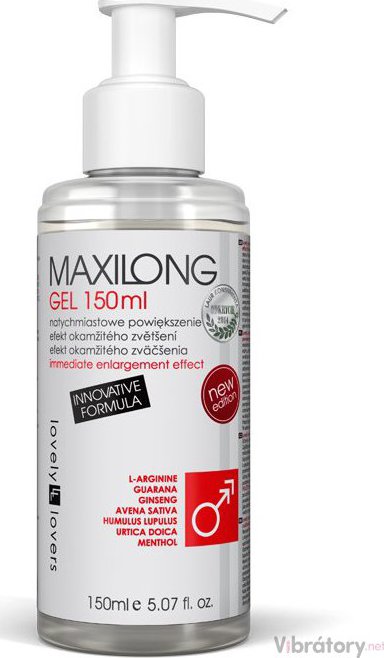 Lubrikační gel s okamžitým efektem zvětšení penisu Lovely Lovers MAXILONG, 150 ml