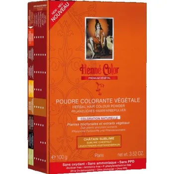 Barva na vlasy Henne color Henné Color - Barva na vlasy Vznešená Kaštanová Premium Végétal 100 g