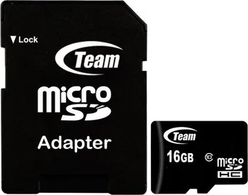 Paměťová karta TEAM microSDHC 16 GB Class 10 + SD adaptér (TUSDH16GCL1003)