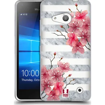 Pouzdro na mobilní telefon HEAD CASE silikonový obal na mobil Microsoft Lumia 550 růžové květy v rozkvětu a mramor (Pouzdro gelové HEAD CASE na mobil Microsoft Lumia 550 Květiny a mramor)