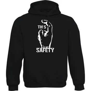 Pánská mikina Mikina s kapucí THIS IS MY SAFETY - černá