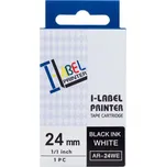 PRINTLINE kompatibilní páska s Casio, XR-24WE1, 24mm, 8m, černý tisk/bílý podklad