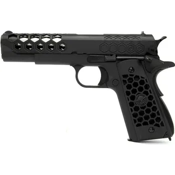Airsoftová zbraň WE Airsoftová pistole M1911 Hex Cut - GBB, celokov, Gen2 - černá