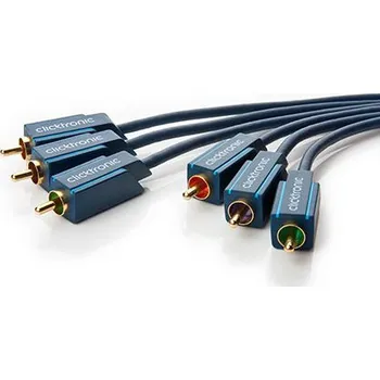 Audio kabel CLICKTRONIC Kabel RCA vidlice x3,z obou stran 15m Povrch: zlacený modrá