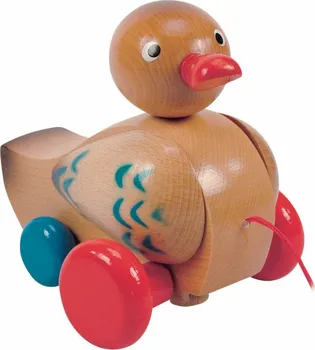 Dřevěná hračka Woody Tahací kachna klapací
