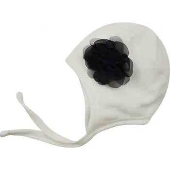 Čepice smetanová fleecová čepička s kytičkou