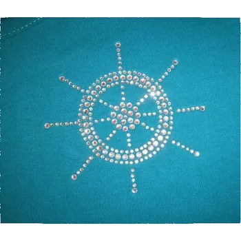 Hot fix, nažehlovačka, aplikace kormidlo 9 cm, šaton kamínky lesklé