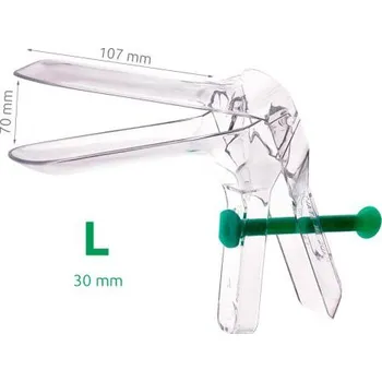 Diagnostický test Gynekologické zrcadlo - aretace kolíkem - 100 ks Velikost zrcadla: L - průměr 30 mm (zelená)