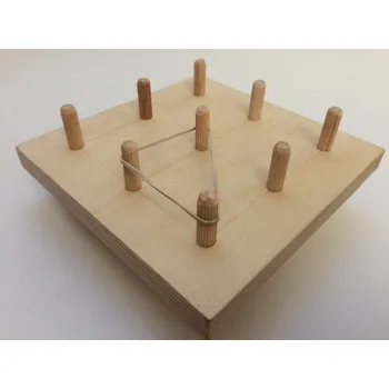 Dřevěná hračka Geoboard didaktická oboustranná pomůcka 15 x 15 cm