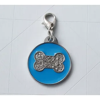 Vojenské psí známky Psí známka kulatá modrá s kostičkou - Psí známka kulatá modrá s kostičkou