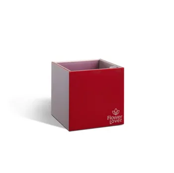 Květináč Plastkon Cubico samozavlažovací květináč 27 x 27 x 27 cm, červený