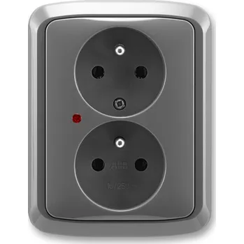 Elektrická zásuvka 5592A-A2349S2 Zásuvka dvojnásobná s ochrannými kolíky, s ochranou před přepětím, kouřová šedá