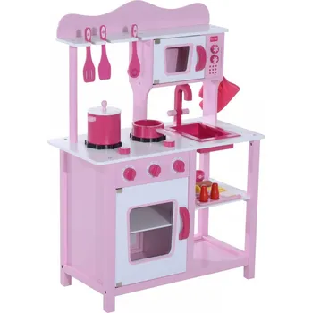 Dětská kuchyňka Dětská dřevěná kuchyňka s příslušenstvím | růžová