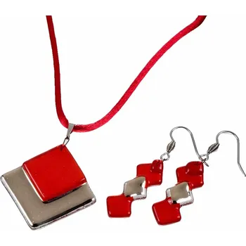 Souprava šperků Souprava skleněných šperků PLATINUM červená - 0901