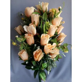 umělá květina Růže kytice XXL H243/broskvová