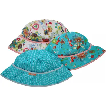 Klobouk holčičí plátěný klobouček s kytičkami