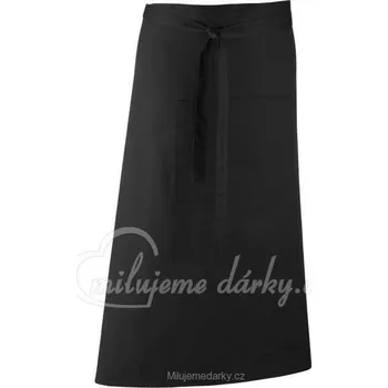 Kuchyňská zástěra Dlouhá černá barmanská zástěra s 1 kapsou