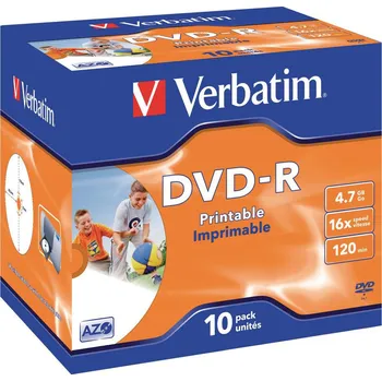 Optické médium Verbatim DVD-R printable 4.7GB 16x jewel box 43521