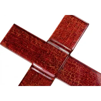 Skleněný kříž na stěnu rubínový