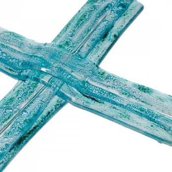 Samolepící dekorace Skleněný kříž na stěnu tyrkysový vrstvený