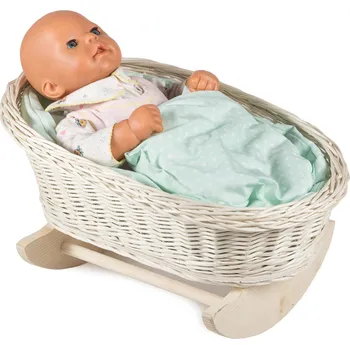Kočárek Kolébka proutěná bělená pro panenku Vugge I.