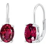 Stříbrné náušnice s oválným syntetickým rubínem