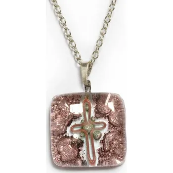 Přívěsek Skleněný přívěsek čtvercový hnědý TERRA P0209